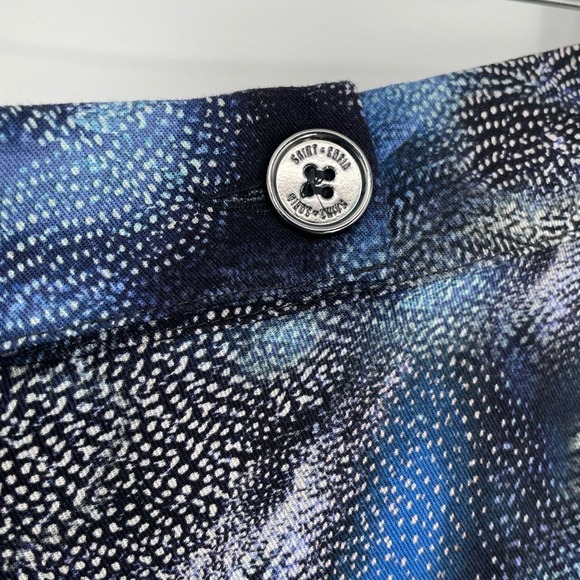 Saint & Sophia Abstract Black Blue Viscose Wide Leg High Rise Luxury Pants 6 - Picture 4 of 10